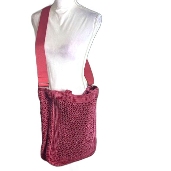 the sak Red Crochet XL Boho Tote Bag Purse Lanie Market Tote Shoulder Travel Eco - Picture 9 of 16